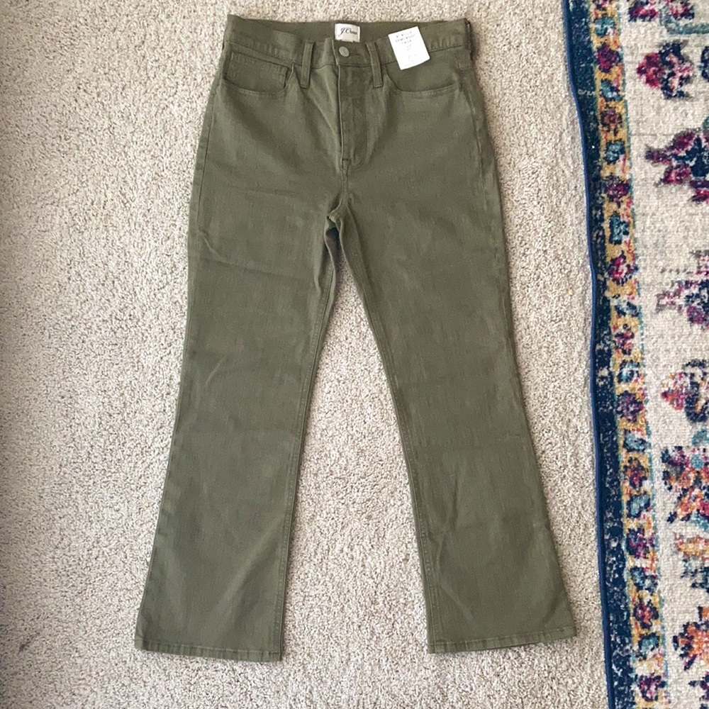 J. Crew 9” Billie Demi Boot Crop pants, Size 27, Olive Green